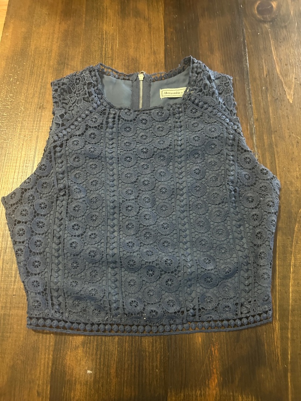 Abercrombie & Fitch Navy Crochet Lace Crop Top